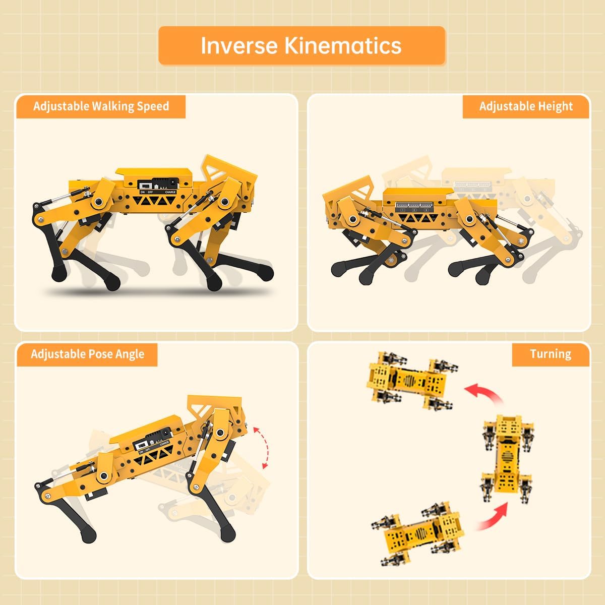 MechDog Robot Dog for Arduino Scratch Python Starter Smart Robot Kit with ESP32 AI Camera, Self Balancing Target Recognition&Tracing Open Source Bionic Quadruped Programming Science Set, Standard Kit